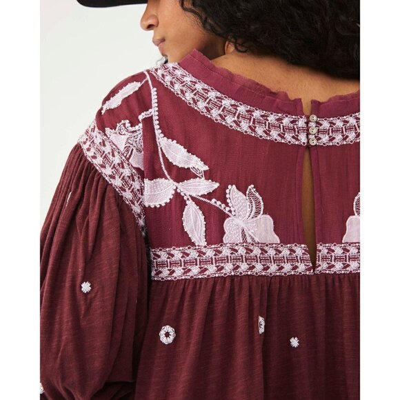 Free People Edie Tee / Sweet Raisin Combo Top Shirt Swing EUC - Picture 4 of 6